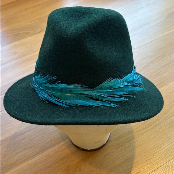 Eugenia Kim Fedora 100% Wool Green Peacock Hat Size Medium - Picture 3 of 7